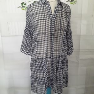 Zara Blue an White Checkered Dress